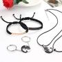 JOERICA 6 Pcs Couple Necklace Bracelets Keychain Matching Set for Women Men Cat Pendant Necklace His & Hers Bracelets Cat Keychain Couple Gift