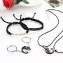 JOERICA 6 Pcs Couple Necklace Bracelets Keychain Matching Set for Women Men Cat Pendant Necklace His & Hers Bracelets Cat Keychain Couple Gift