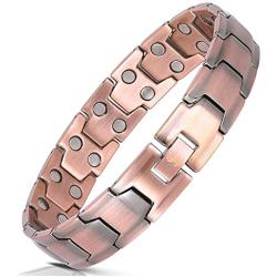 Elegant Mens Double Magnet Wide Copper Magnetic Therapy Bracelet Pain Relief for Arthritis and Carpal Tunnel