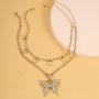 Statement Big Butterfly Pendant Necklace - Rhinestone Tennis Chain Butterfly Choker Set for Women Girls, Bling Bling Gold Silver Chain Iced Out Necklace Jewelry Gifts