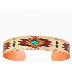 Handmade Copper Cuff Bracelet for Unisex, Southwest Sun Burst Design- Native American Bracelets Thin Cuff Adjustable