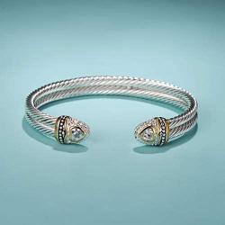 UNY Designer Inspired Jewelry Double Cable Wire CZ Antique Bangle Elegant Beautiful