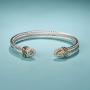 UNY Designer Inspired Jewelry Double Cable Wire CZ Antique Bangle Elegant Beautiful