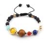 2-4Pcs Adjustable Solar System Natural Stone Strand Stretch Bracelet Universe Galaxy Eight Planets Guardian Sun Star Beads Bracelet Bangle for Women Men Boy Girl Unisex Jewelry Gifts