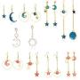 9 Pairs Star Moon Earrings Earth Moon Earrings Sun Moon Earrings Asymmetric Earrings Bohemia Moon Earrings for Girls Women
