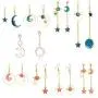 9 Pairs Star Moon Earrings Earth Moon Earrings Sun Moon Earrings Asymmetric Earrings Bohemia Moon Earrings for Girls Women