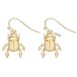 MANZHEN 10K Gold Plated Supernatural Beetle Insect Dangle Earrings Personality Earrings