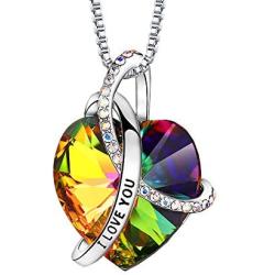 EleShow I Love You with All My Heart Pendant Necklaces Jewelry for Women, Anniversary Mothers Gifts for her