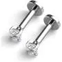 16g CZ Labret Cartilage Tragus Monroe Lip Nose Helix Studs Earrings Stainless Steel Cubic Zirconia Piercings Jewelry 2mm 3mm 4mm 3 Pairs Set