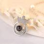 3Pcs/Set 100 Languages About I Love You Projection Necklaces Heart Crown Wing Shaped Charms Romantic Crystal Inlaid Jewelry Birthday for Women Girls Girlfriends Wife