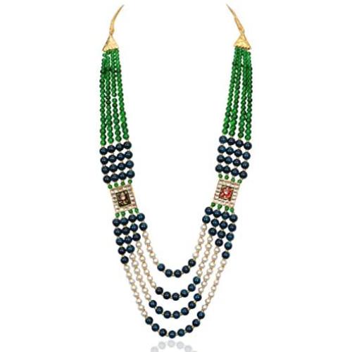 Sansar India Beaded Four Layer Multistrand Indian Necklace Jewelry for Girls and Women 1258a