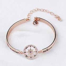 WUSUANED No Matter What Where When Compass Best Friend Keychain Set Long Distance Friendship Gift For Sister Best Friends