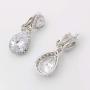 SELOVO Bridal Teardrop Drop Earrings Pierced/Clip Earrings Cubic Zirconia Silver Tone