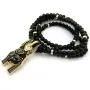 Fashion 21 Egypt God Anubis Head Pendant 6mm 30'' Wooden Bead Necklace in Gold, Silver Tone