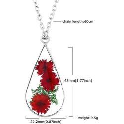 Eiffy Floating Lockets Dried Rose Flowers Sunflower Specimen Pendant Necklaces Plant Waterdrop Glass Cameo Necklace for Women