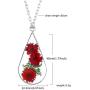 Eiffy Floating Lockets Dried Rose Flowers Sunflower Specimen Pendant Necklaces Plant Waterdrop Glass Cameo Necklace for Women