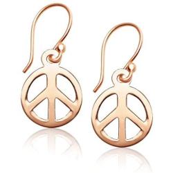 Nine2Five ~ 925 Sterling Silver Peace Sign Boho Hippie Style Dangle Earrings