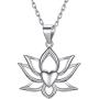 ChicSilver Yoga Lotus Flower Heart Necklace, Dainty Simple 925 Sterling Silver Pendant Necklace Lotus Flower Jewelry for Women