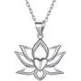 ChicSilver Yoga Lotus Flower Heart Necklace, Dainty Simple 925 Sterling Silver Pendant Necklace Lotus Flower Jewelry for Women