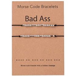2Pcs Morse Code Bracelet for Women Morse Code Jewelry Gift for Her Inspirational Bracelet Gift for Girls Boys