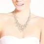 AeraVida Waterfall of Cultured Freshwater White Pearl-Fashion Crystal on Gold Silk Thread Collar Necklace