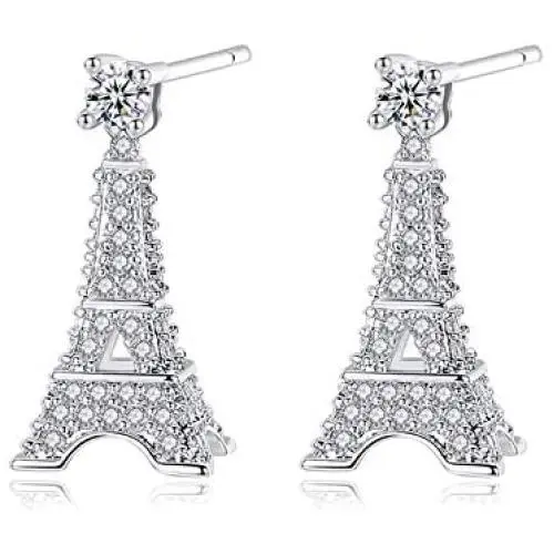 YuRocker Heart Key Paris Eiffel Tower Pendant Necklace/Earrings Long Women Girl - Silver Tone Jewelry (Earrings) YuRocker Heart Key Paris Eiffel Tower Pendant Necklace/Earrings Long Women Girl - Silver Tone Jewelry (Earrings)