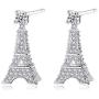 YuRocker Heart Key Paris Eiffel Tower Pendant Necklace/Earrings Long Women Girl - Silver Tone Jewelry (Earrings)