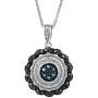 Jewelili Sterling Silver 1/10 Cttw Treated Blue with Natural Black and White Diamond Accent Pendant and Stud Earrings Jewelry Set Jewelili Sterling Silver 1/10 Cttw Treated Blue with Natural Black and White Diamond Accent Pendant and Stud Earrings Jewelry Set
