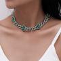 Ingemark CZ Rhinestone Iced Out Link Chain Choker for Women Girls Gorgeous Oval Birthstone Gem Choker Necklace