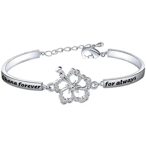 BAUNA Ohana Bracelet Family Member Gift Ohana Forever For Always Hibiscus Flower Charm Hawaiian Jewelry for Best Friend BBF BAUNA Ohana Bracelet Family Member Gift Ohana Forever For Always Hibiscus Flower Charm Hawaiian Jewelry for Best Friend BBF