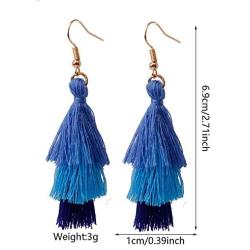 ZRosse 3 Pairs Bohemian Colorful Layered Fashion Tassel Earrings Unique 3 Tier Fringe Statement Big Long Dangle Drop Earrings Sets for Women Teen Girls