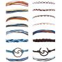 Ofeiyaa 13-16 Pcs Wave Beach Party Strand Bracelet Set Handmade Braided Rope Bracelet Colorful Wrist Cord Adjustable Friendship Bohemian Bracelet Handcrafted for Women