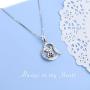 FLYOW 925 Sterling Silver Cute Paw Print Forever Love Heart Pendant Necklace/Bracelet/Stud Earrings Gift for Women Teen Girls, Box Chain 18''