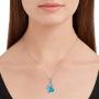 Caperci Sterling Silver Blue Topaz and Paw Heart Pendant Necklace - Christmas Day Jewelry Gift for Mom/Wife