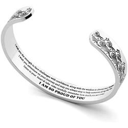 Arifoo Bracelets for Women Personalized Inspirational Jewelry Mantra Cuff Bangle Friend Encouragement Gift for Her