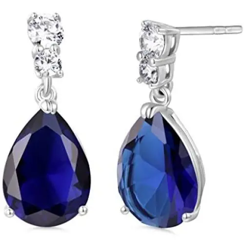 GULICX Bling Silver Tone Cubic Zirconia Pear Distinctive Engagement Party Dangle Earrings GULICX Bling Silver Tone Cubic Zirconia Pear Distinctive Engagement Party Dangle Earrings