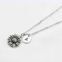 MEMGIFT Silver Sunflower Necklace Your are My Sunshine Jewelry Personalized Initial Letter Charm Pendant Unique Gifts for Mothers Day Christmas Birthday