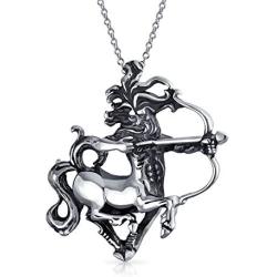 Astrology Horoscope Zodiac Sign Pendant Necklace For Men Women Oxidized Antiqued 925 Sterling Silver All Constellation