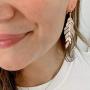 Humble Chic Floating Feathers Dangle Earrings - Long Hanging Metal Link Leaf Drops for Women - Bohemian Lightweight Layered Dangling Leaves