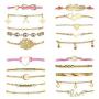 Mootysz 20Pcs 14K Gold Layered Bracelets for Women Set,Beaded Bracelets for Girls Multiple Adjustable Stackable Wrap Jewelry Gift