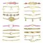 Mootysz 20Pcs 14K Gold Layered Bracelets for Women Set,Beaded Bracelets for Girls Multiple Adjustable Stackable Wrap Jewelry Gift