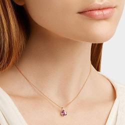Agvana 14K Solid Rose Gold 0.6 Carat Genuine Natural Pink Tourmaline Solitaire Dainty Pendant Necklace October Birthstone Fine Jewelry Birthday Gifts for Women Girls Wife Mom Grandma Her, 16+2 Inch