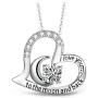 T400 925 Sterling Silver Pendant Necklace I Love You to The Moon and Back Gold Rosegold Plated White Moon Heart Pendant Birthday Gift for Women Girls