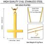 Hipunk Inverted Cross Necklace Mens 316L Stainless Steel Upside Down Cross Pendant 18k Gold/Black Gun Plated Religious Jewelry