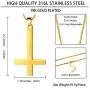 Hipunk Inverted Cross Necklace Mens 316L Stainless Steel Upside Down Cross Pendant 18k Gold/Black Gun Plated Religious Jewelry