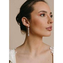 SWEETV Crystal Wedding Bridal Earrings for Brides Bridesmaid, Long Teardrop Chandelier Dangle Earrings for Women Prom