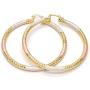 Bling Bling NY Womens Tri Color Hugs & Kisses Necklace Bracelet Large Sized Round Hoop Earring Set Stampato Stainless Steel Anti-Tarnish