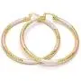 Bling Bling NY Womens Tri Color Hugs & Kisses Necklace Bracelet Large Sized Round Hoop Earring Set Stampato Stainless Steel Anti-Tarnish