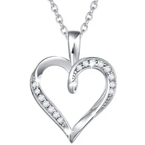Agvana Sterling Silver Heart Necklace for Women Simulated Diamond Cubic Zirconia CZ Infinity Love Heart Dainty Pendant Jewelry Anniversary Birthday Gifts for Her Teen Girls Wife Her Yourself, 16+2 Agvana Sterling Silver Heart Necklace for Women Simulated Diamond Cubic Zirconia CZ Infinity Love Heart Dainty Pendant Jewelry Anniversary Birthday Gifts for Her Teen Girls Wife Her Yourself, 16+2