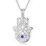 PELOVNY Hamsa Hand Necklace for Women Sterling Silver Evil Eye Pendant Necklace with Cubic Zirconia Evil Eye Hamsa Hand of Fatima Jewelry Gift for Girls Mother 18 inches Chain